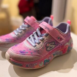 Skechers Kids' Pink and Blue Heart Sneakers